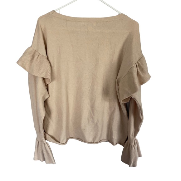 Umgee Ruffle Sweater Crew Neck Pullover Tan Blush Long Sleeve sz S - Picture 6 of 6
